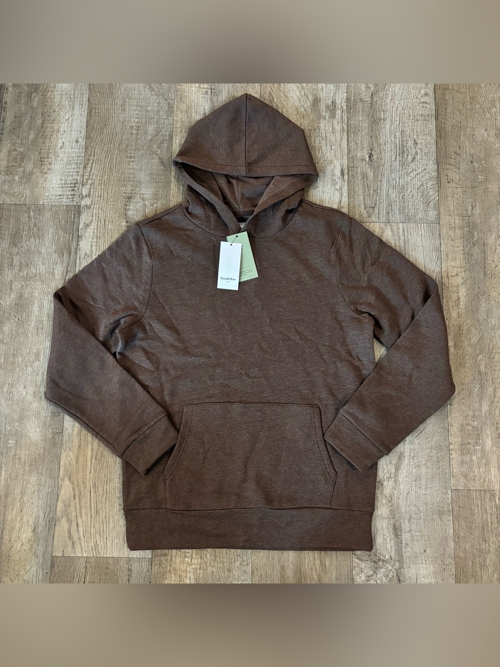 Men's Every Wear Fleece Hooded Sweatshirt in Brown size M - Goodfellow & Co